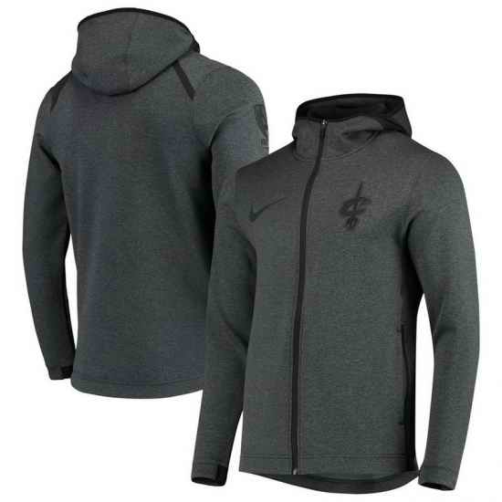 Men Cleveland Cavaliers Nike Showtime Tonal Therma Flex Performance Full Zip Hoodie Black
